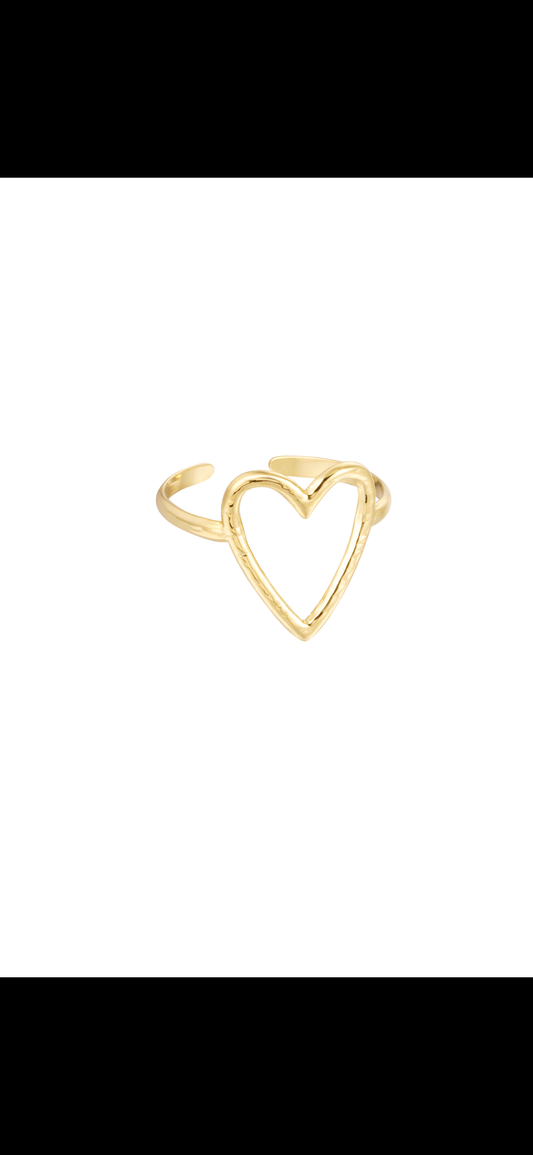 Ring big heart - goud