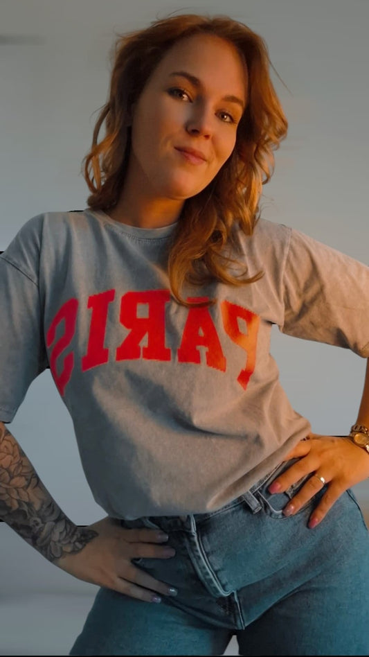 Paris shirtje Grijs-Roze