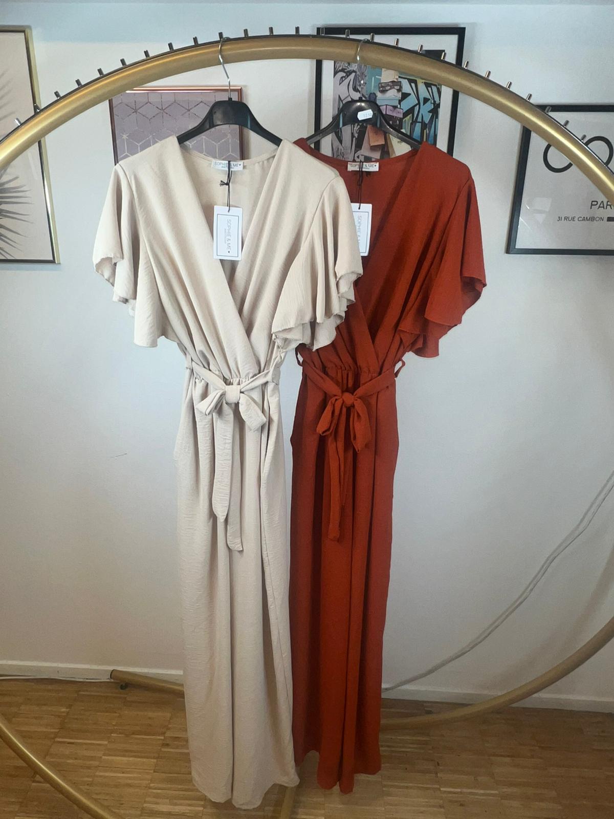 Fleur dress (Oranje-bruin & Beige)