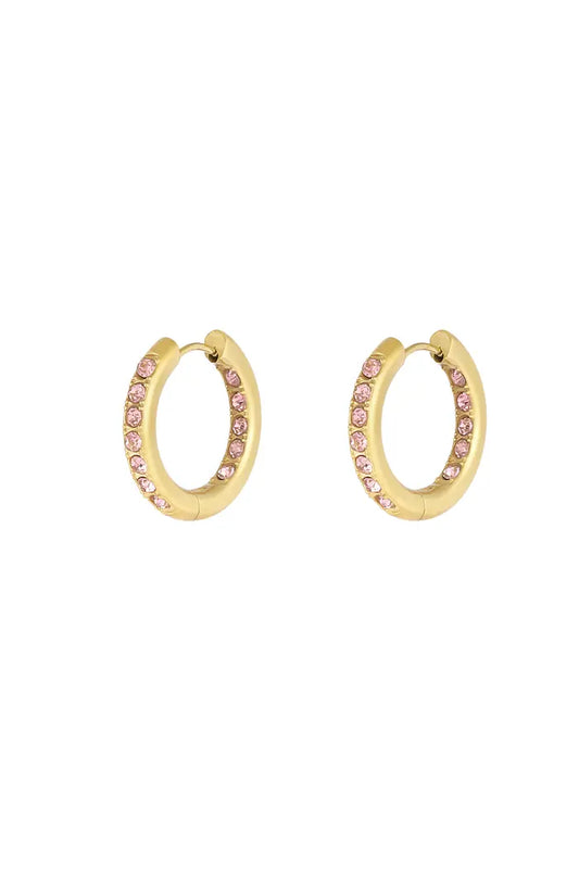 Delicate gem oorbellen - roze & goud