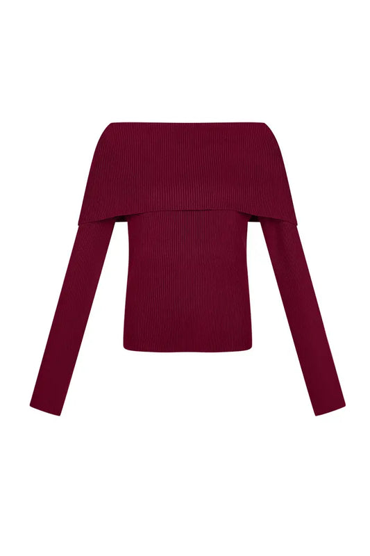 Basic off shoulder top - Burgundy